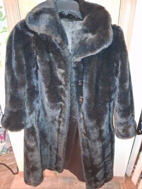 Women's Black Faux Fur Coat - Elegant Winter Outerwear